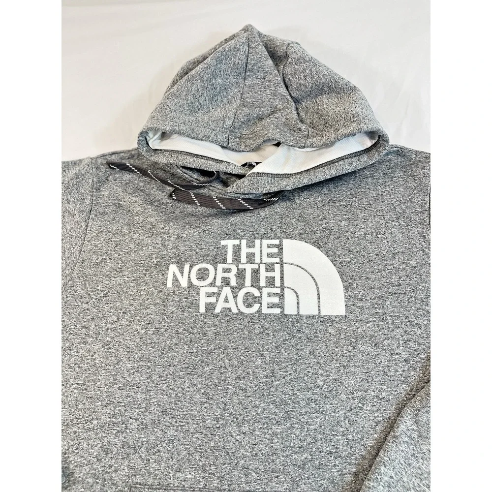 North Face Mens Pullover Hoodie Medium Bold Half Dome White Logo front and back